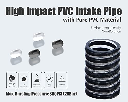 Green Expert 25FT x 1” ID Suction Hose Brass Fittings Check Valve for Shallow Well Pump Water Intake 1 Inch NPT Adapter Easy Installation Full Inlet Hose Kit Irrigation Pump Accessories, Black - Thumbnail 3
