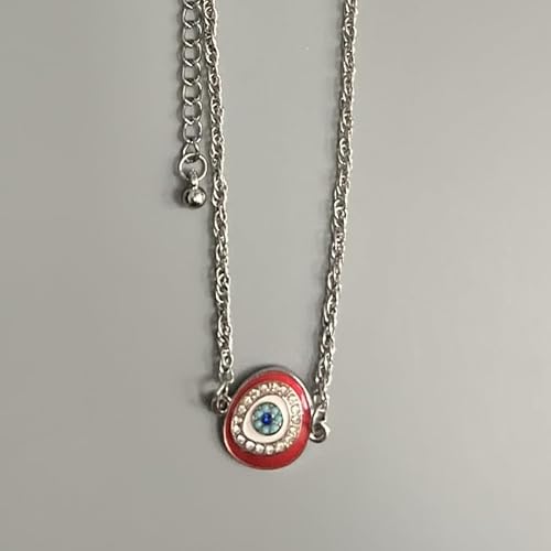 VIE Evil Eye Anklet, Oval Red with Rhinestones (JIT)
