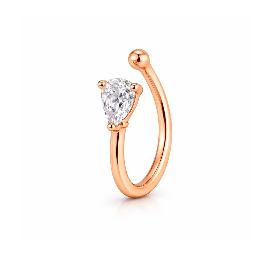 Rose Gold Teardrop Shape American Diamond Non-Piercing Nose Pin for Women | Elegant Teardrop Nose Stud | Minimal Clip-On Nose Pin-image-7