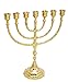 Yaliland 7 Branches Brass Pure Copper Menorah Menora - 12 Inches High