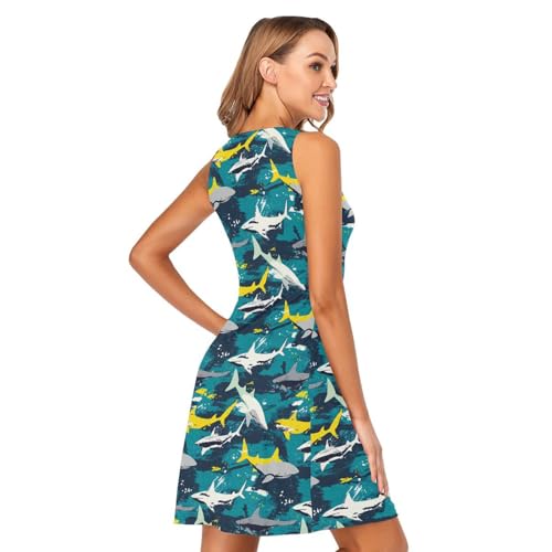 Image of ALAZA Women's Summer Dress Sun Dress Sleeveless with Pockets