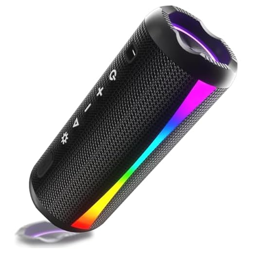 dotn Altavoz Bluetooth 5.4, 20w Altavoz Bluetooth Potente con Sonido Estéreo, Micrófono HD, RGB Regulables, TWS, 20 Horas Impermeable IPX7 Speaker Bluetooth para Viajes/Ciclismo, Negro