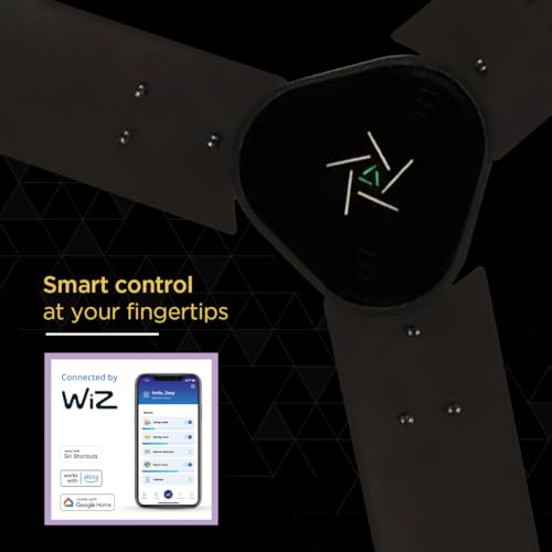 Image of EcoLink AiroGeometry Smart Ceiling Fan | Coffee Brown Finish | Wi-Fi & App Controlled | High-Speed Energy Efficient Fan | Modern 3-Blade Design for Smart Homes & Offices | Pack of 1