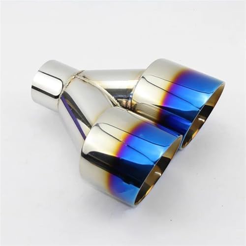 Tuyau d'échappement voiture en acier inoxydable bleu brillant Y 51-89mm