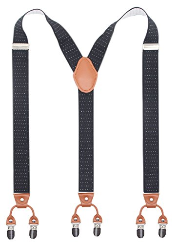 Image of Men's Heavy Duty Y-Back Suspenders, 6 Strong Metal Clips Adjustable Elastic Straps for Work, Tuxedos, and Daily Wear
