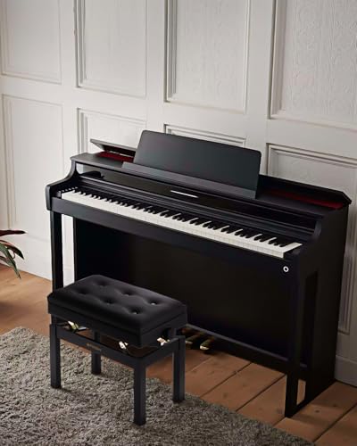 STRICH Klavierbank Höhenverstellbar mit Stauraum, Solid Wood Keyboard Bench Piano Bookcase Stool Chair Seat with High-Density Sponges Cushion, SPB-20