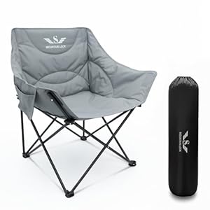 MOUNTAIN look XL Padded Camping Chair, Foldable Outdoor folding chair Seat with Steel Frame, OXFORD Polyester wadding Fabric, Side Pocket Comfy Camp Fold Up Chair, 120kg Capacity, 88x70x56cm,