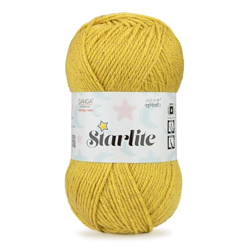 Image of Starlite, 99% Anti Pill Yarn 1% Metal, Hand Knitting Yarn OEKOTEX CLASS1 Certified (ASatr@4 - Mustard)