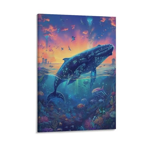 Toile baleine murale pour chambre et couloir déco nature 40x60