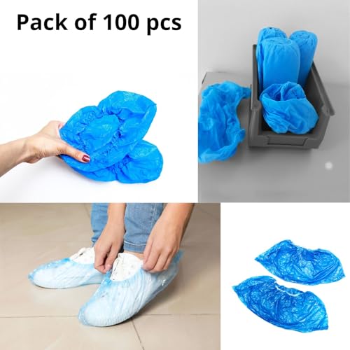 Momina Krepost Einweg-Schuhüberzieher für Spender, Polyethylen, unsteril, Einmalgebrauch, 100 Stück, EU hergestellt