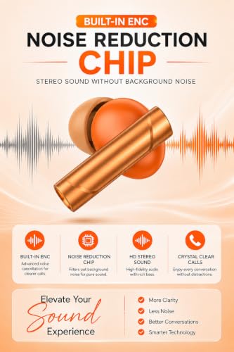 Image of Coach Truly Wireless in Ear Earbuds with 50Hrs Playtime, AI-ENC Mic, Bluetooth 5.4 with Low Latency Gaming, 13mm Bass Drivers, Type-C Fast Charging, Touch Controls, IPX5 Waterproof TWS (Orange)