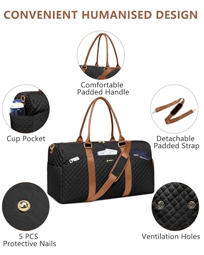 Image of Women Weekender Travel Duffle Bag: Travel Duffel Overnight Bags with Shoe Compartment Large Carry on Tote with Toiletry Bag Weekend Traveling Yoga Gym Hospital Bag for Women with Wet Pocket