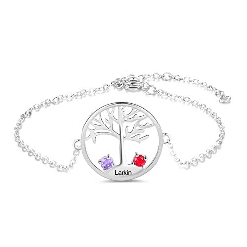 Personalisierte Baum des Lebens Armband mit Namen Gravur Silber Armbänder Damen Mutter Tochter Armband Geschenk für Weihnachten Geburtstag Muttertag Cover