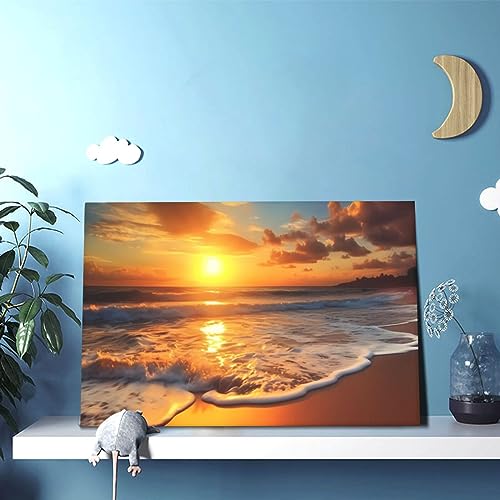 Impression sur toile de coucher de soleil RLDOBOFE déco murale salon 30x45cm