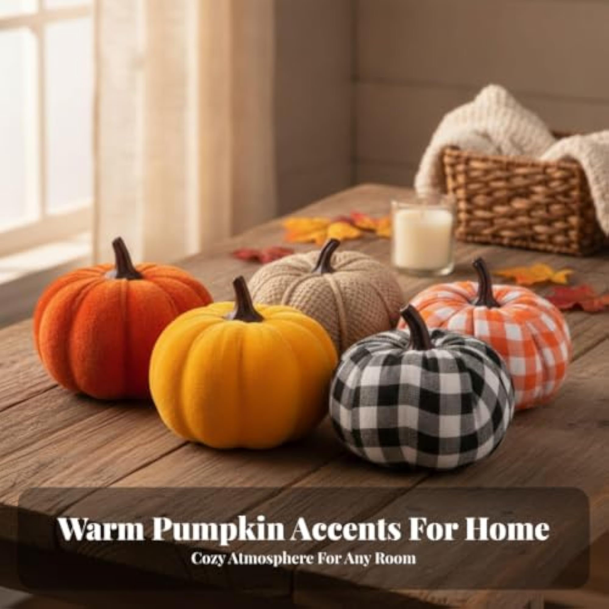 5 Pieces Textured Rustic Pumpkin Ornaments