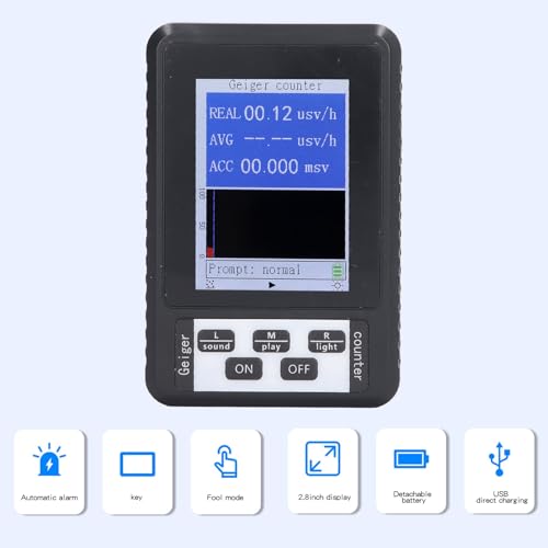 Image of Geiger Counter Nuclear Radiation Detector, High Accuracy β Y X Radiation Monitor, Handheld Radiation Dosimeter, Digital Radioactive Tester with Alarm(e)