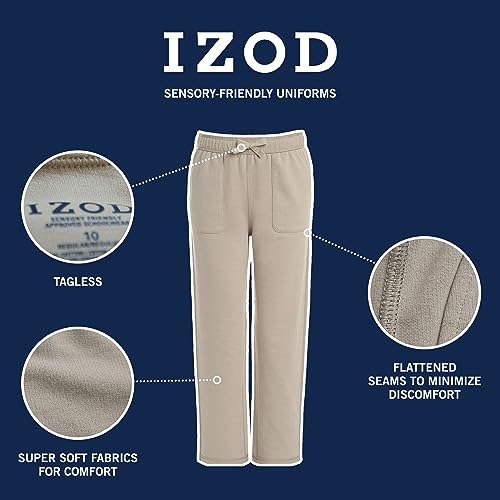 IZOD Boys' School Uniform Sensory-Friendly Knit Pant, Soft Fabric with Elastic Waist, Tagless, Flattened Seams & Pockets3