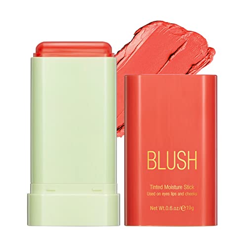 Ofanyia Cream Blush Stick, Unique Roating Design Multi-Use Blush Stick for Lip and Cheek Tint, Lightweight Easy to Blend Natural Cream Blusher, Matte Texture Blush Face Stick (03# Coral Orange)