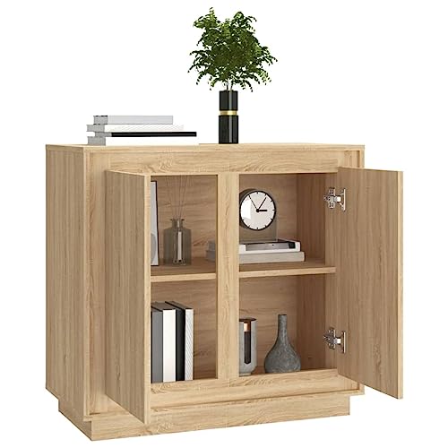 Aparador Sonoma Roble de 80x34x75 cm en madera con 4 compartimentos 6