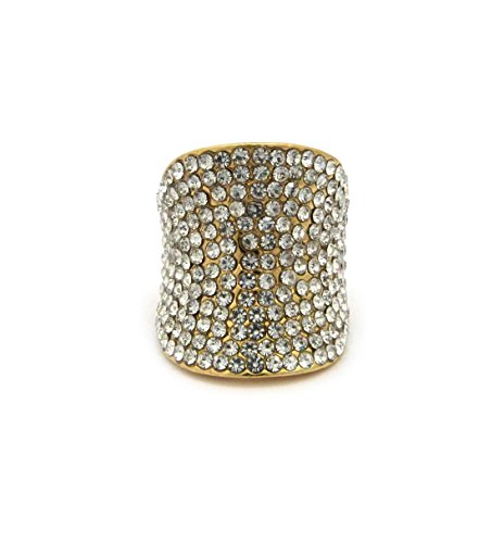 Nyfashion101 Women's Glamorous Enlarged Rhinestone Studded Stretch Ring, Gold-Tone #TOP30