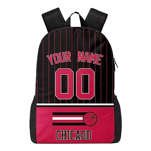 Chicago Custom Backpack High Capacity,Add Personalized Name And Number, Backpack for Men Women,Basketball Bags for Teenagers