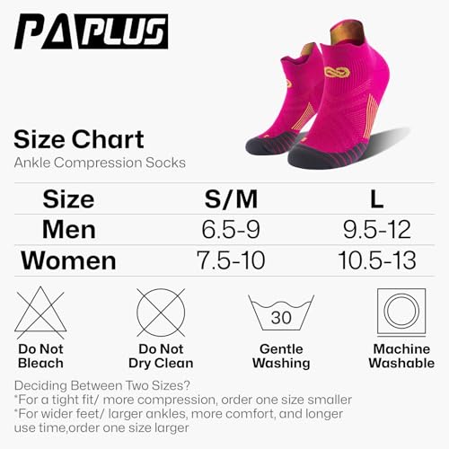Image of PAPLUS Compression Socks for Men & Women, 2 /4 /6 Pairs Ankle Running Socks with Arch Support, Ankle Support, Plantar Fasciitis