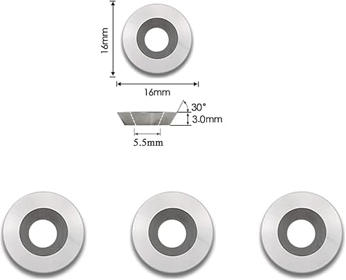 Miniatura 4 de Insertos redondos de carburo de 0.630 in (58 pulgadas) para torneado de madera, cortador de carburo indexable R16 x 0.118 in para torno de