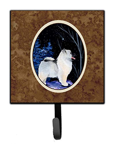 Caroline's Treasures SS8380SH4 Starry Night Keeshond Leash or Key Holder, Wall Hooks, Key Hooks Holder, Coat Rack Wall Mount, Coat Hooks, Hooks for Hanging Keys, Towels, Aprons, Leashes,