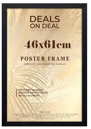 DEALS ON DEAL® Poster Frame 46x61 cm Picture Frame Jigsaw Puzzle | Mdf Wooden 46 x 61 cm | Large 460 x 610 mm | Home Office Livingroom- Black