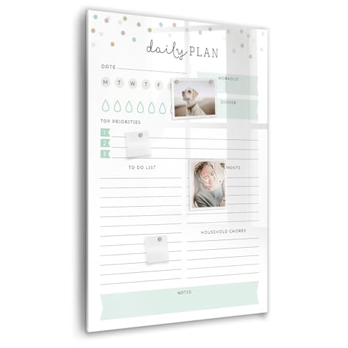 Tableau en verre magnétique 60x90 cm anti-rayures avec planning quotidien pour bureau