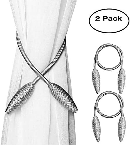 Curtain Tiebacks, Curtain Holdbacks Clip Ropes Curtain Holder Buckles Silver Gray 2 pcs, Curtain and Blind Accessories