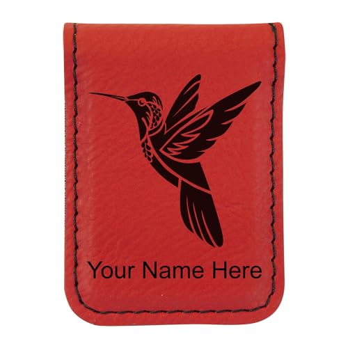 LaserGram Slim Magnetic Money Clip, Hummingbird, Personalized Engraving Included (Red)