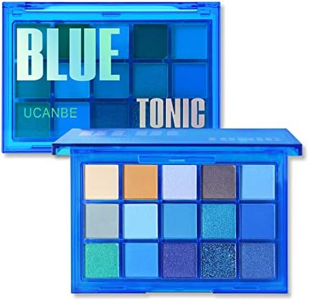 UCANBE Bright Neon Eyeshadow Makeup Palette-15 Shades High Pigmented Purple Blue Yellow Shimmer Matte Glitter Metallic Eyes Shadow Colorful Vibrant Creamy Make Up Pallets Kit - Blue Tonic