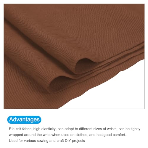 Image of MECCANIXITY 39 inch Elastic Cuffs Ribbed Trims Cotton Fabric Knit Rib Stretch Tape Cuff Sleeve Waistband for Sewing, 12 inch Wide Light Brown