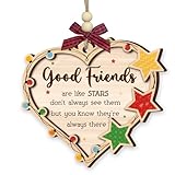 Friends Christmas Ornaments 2025 - Friendship Ornament, Friendship Gifts for Women, Men - Wooden Good Friends are Like Stars Ornament for Bestie, Soulmate, Sister, Coworkers, Neighbors