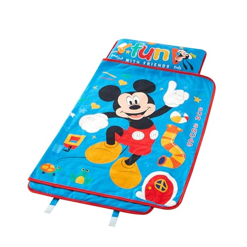 Image of Super Soft Plush Toddler Quilted Nap Mat with Built in Blanket and Pillow