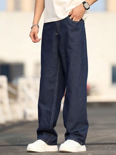 Image of KOTTY Men's Loose Fit Baggy Jeans - Relaxed Wide Leg Denim with Fashionable Urban Streetwear Look