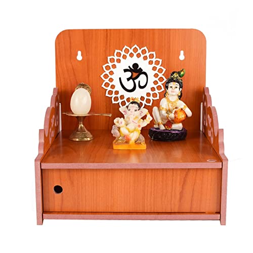 Krupasadhya Wooden Art Wall Mounted Hanging Puja Temple | Mandir Devghar Stand Temple | Home Temple (436 T)