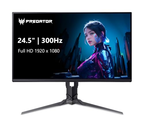 Image of Acer Predator Gaming Monitor | 24.5 inch Full HD (1920 x 1080) IPS | AMD FreeSync Premium | Up to 300Hz | 1ms (VRB) | sRGB 99%| Ergostand | Display Port 1.4 & 2 x HDMI 2.0 | XB253Q Fbmiiprx