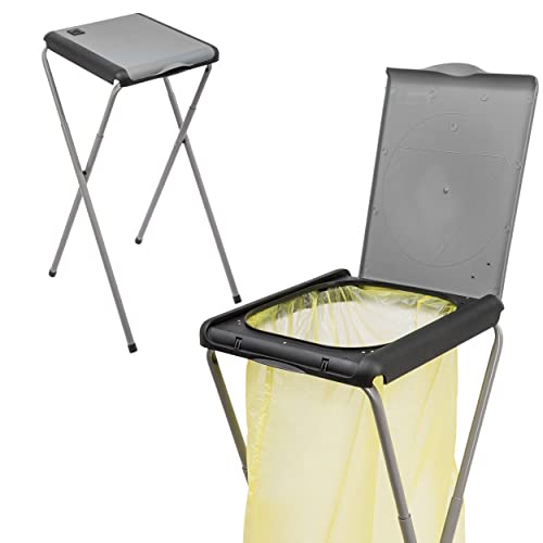 ONVAYA® Müllsackständer bis 120 Liter mit Deckel | Grau | Stabiler höhenverstellbarer Müllsackhalter aus Metall für den gelben Sack