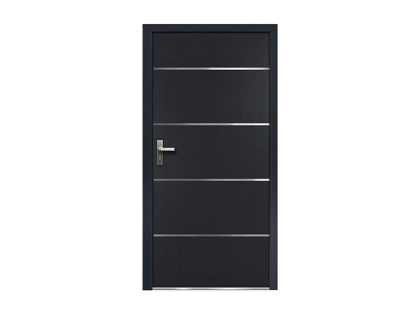 Vente-unique-Puerta de entrada de acero y inox Alt. 207 x Ancho 100 cm antracita - se abre hacia la derecha NAXARA