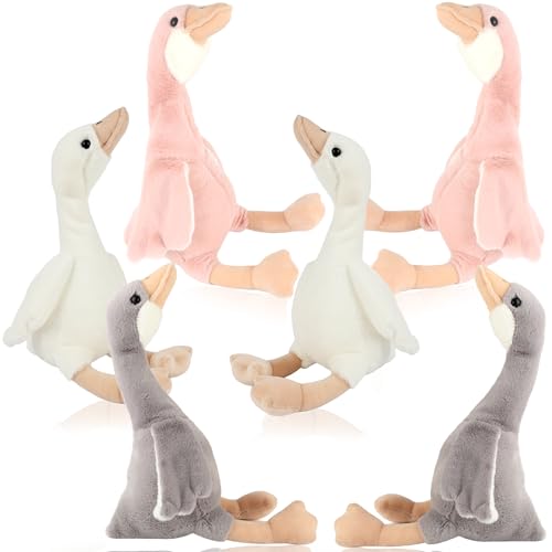 Flahard 6 Pack 15.7 Inch Swan Stuffed Animal Bulk Goose Swan Animal Keychain for Goose Party Gifts