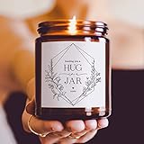 Sending You a Hug in a Jar Candle, Floral Design, Sympathy Gift, Get Well Soon Gifts for Women, Lavender Handmade Scent 100% Soy Wax, 50 Hr Burn, Thinking of You for Her, Him, Friends, Mom