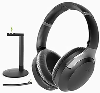 Avantree Aria Podio Wireless Over Ear Headphones with Charging Dock Base, Bluetooth 5.0 ANC Headset Boom Microphone for Meeting Teams, Home Office Online Class or Work on PC Phone Computer Laptop