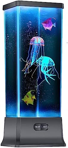 COLORLIFE Electric Jellyfish Tank Table Lamp with Color Changing Light Gift for Kids Men Women Home Deco for Room Mood Light for Relax(Black)