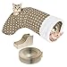 PAWABOO Cat Scratcher Lounge Bed - Premium Collapsible Recycled Corrugated Cardboard Scratching Toy Pad Lounge Round Bed with Catnip for Cat Kitty Kitten, Beige