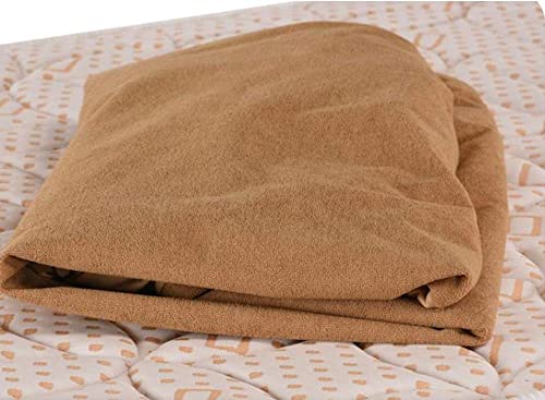 Image of Waterproof Mattress Protector Double Size 78x48 - Waterproof Terry Cotton Mattress Protector /Bed Cover Double Size Bed - Beige Color - Water Proof Mattress Protector for Kids Urine