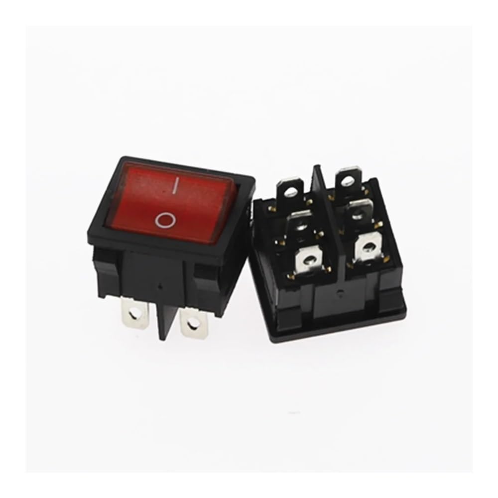 POWTAXBJGD 1Pcs KCD5 Rocker Switch 4 6 Pin 2 Level 6A 250V Off-ON Multiple Colour Multifunctional Accessories with Lights(Red 6Pin)