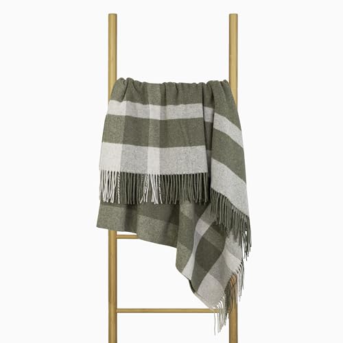 Nostra Andora Merino Wool & Cashmere Blanket – Plaid Morbido, Traspirante e Leggero Elegante per Divano, Letto e Uso Esterno, Design Termoregolante con Frange – Prodotto in Europa