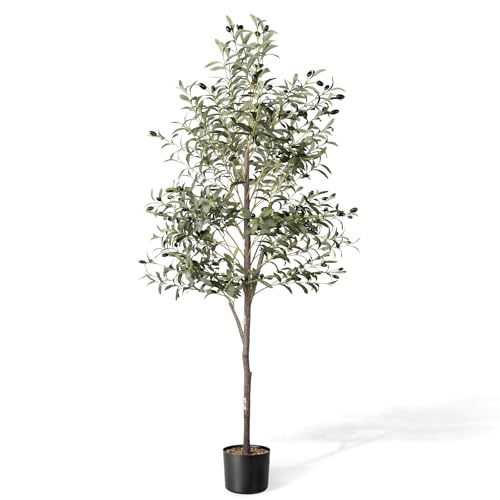 Waterproof Artificial Olive Tree, 5.5 FT Tall Faux Olive Tree for Home Indoor Decor, Floor Plant...
